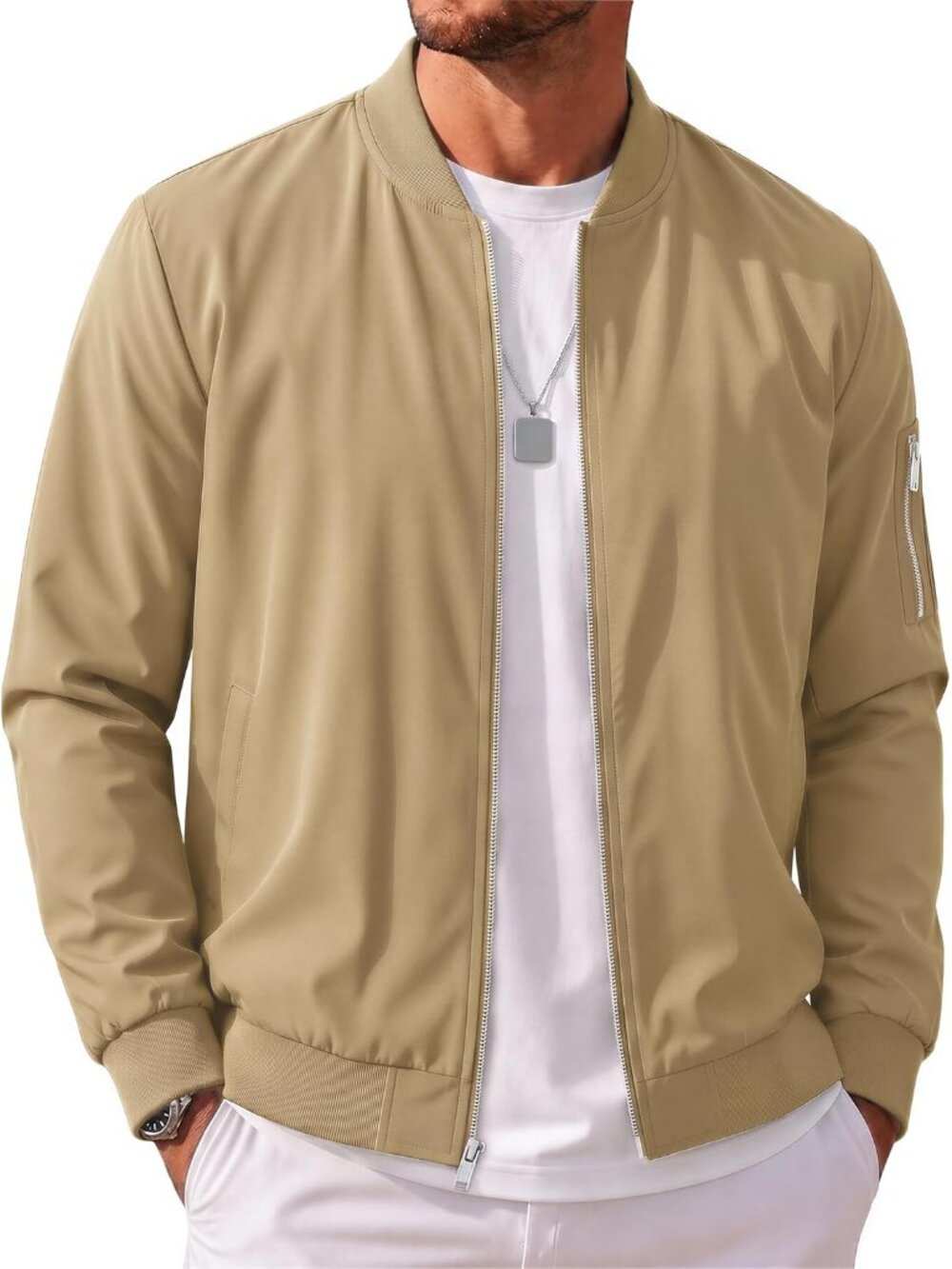 Men's Bomber Jacket Lightweight Windbreaker Spring Fall Jacket